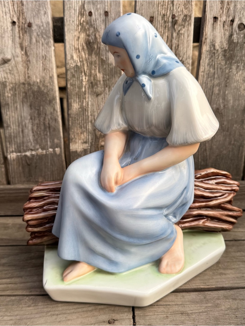 Vintage Zsolnay Hungary Porcelain Peasant Woman Figurine